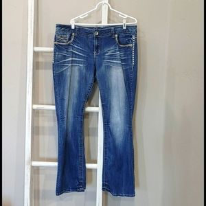 Light wash boot cut jeans